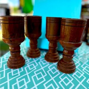 Vintage Wood Cups set of 4